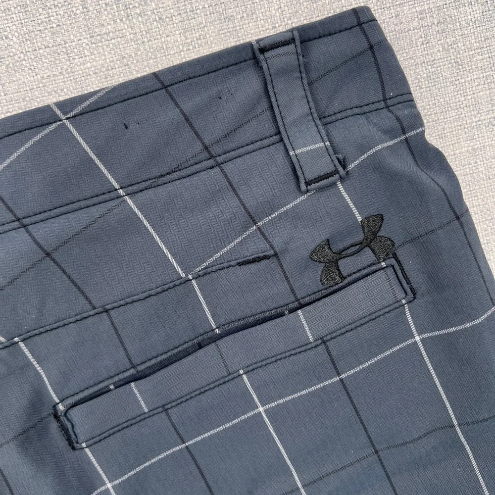 Under Armour Match Play Plaid Golf Shorts Men 32 Blue Windowpane Performance
